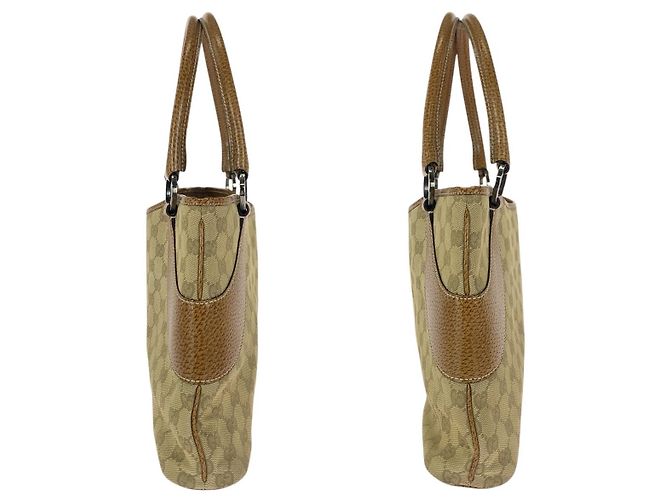 Gucci GG Canvas Leder Tote Bag Braun Beige - Ansicht 7
