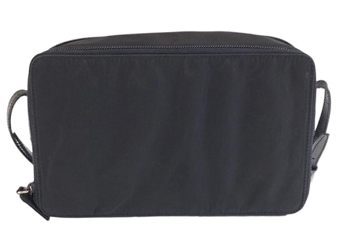 Borsa a Spalla Prada Nylon Tessuto Triangle Logo Nero - vista 2