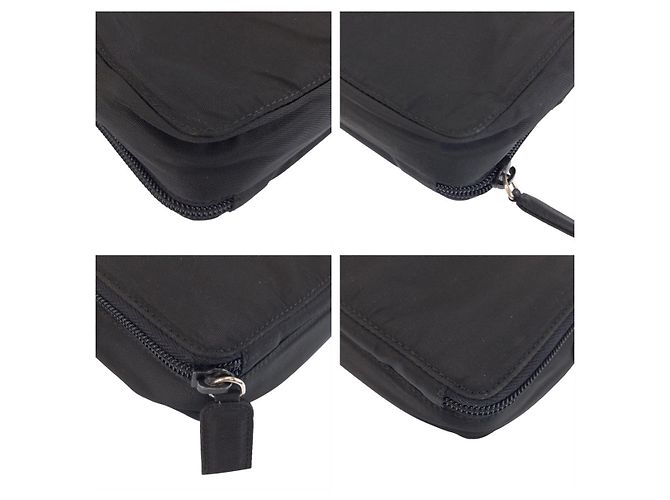 Borsa a Spalla Prada Nylon Tessuto Triangle Logo Nero - vista 3