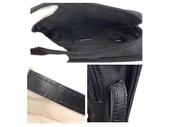 Borsa a Spalla Prada Nylon Tessuto Triangle Logo Nero - vista 5