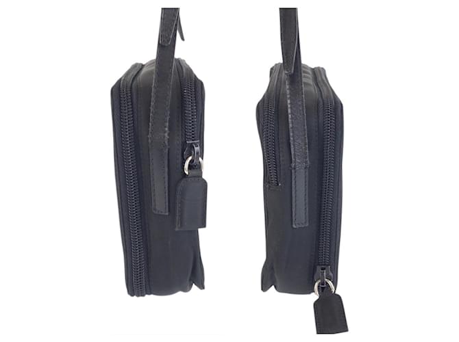 Borsa a Spalla Prada Nylon Tessuto Triangle Logo Nero - vista 8