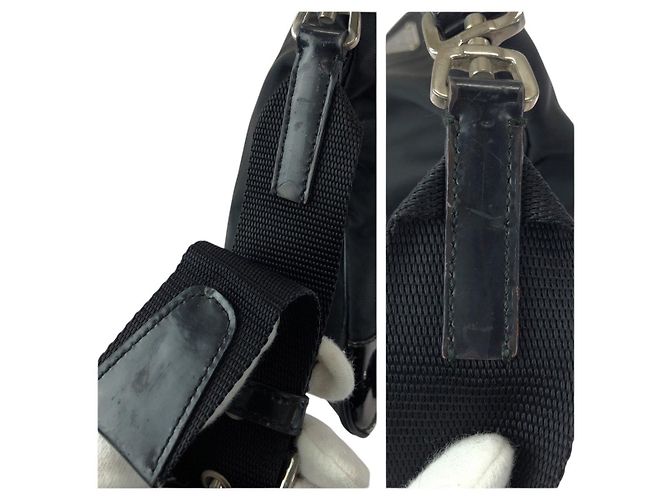 Prada Tessuto Nylon Emaille Schultertasche Schwarz - Ansicht 6