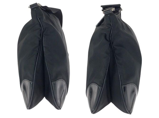 Prada Tessuto Nylon Emaille Schultertasche Schwarz - Ansicht 8