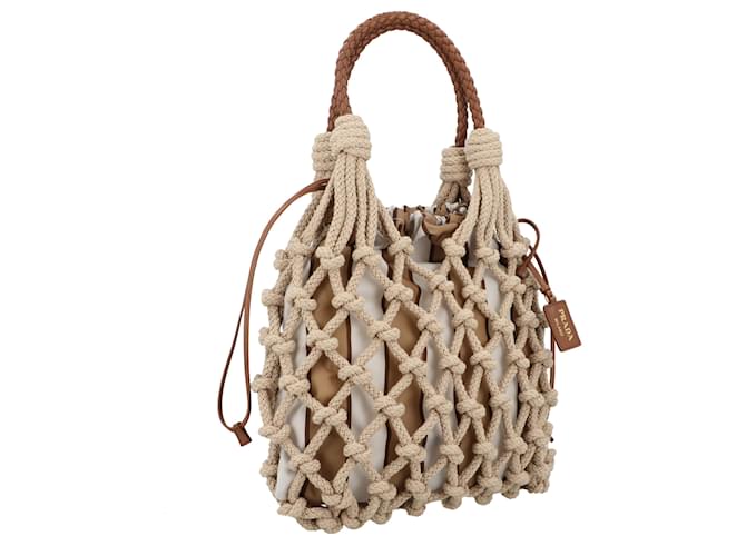 Borsa in corda Prada da donna Marrone Beige - vista 2