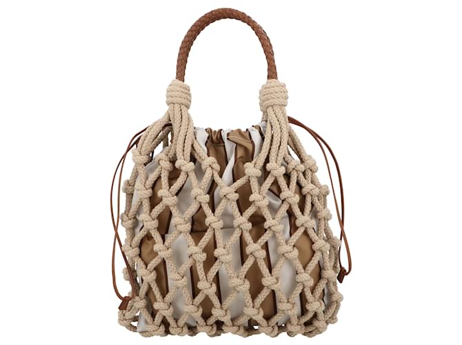 Borsa in corda Prada da donna Marrone Beige - vista 4
