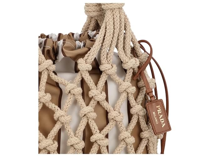 Borsa in corda Prada da donna Marrone Beige - vista 5