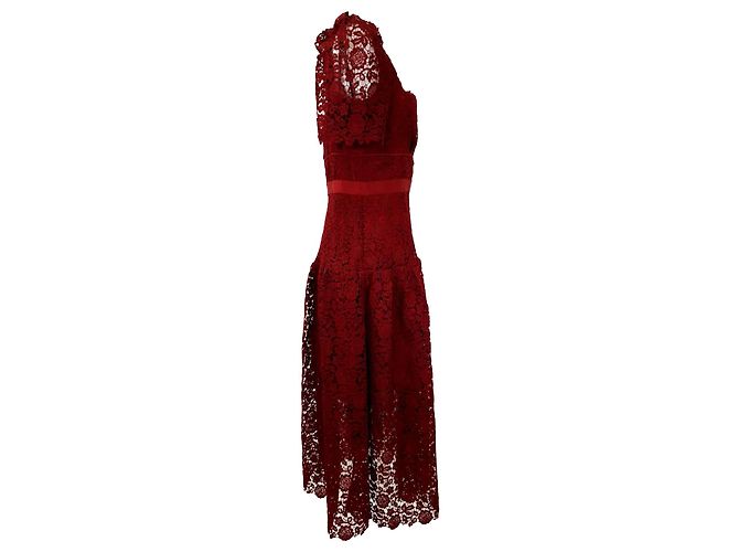 Self portrait Self-Portrait Guipure-Kordelspitzen-Midikleid aus rotem Polyester Bordeaux - Ansicht 2