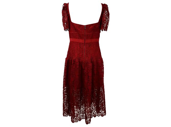 Self portrait Self-Portrait Guipure-Kordelspitzen-Midikleid aus rotem Polyester Bordeaux - Ansicht 3