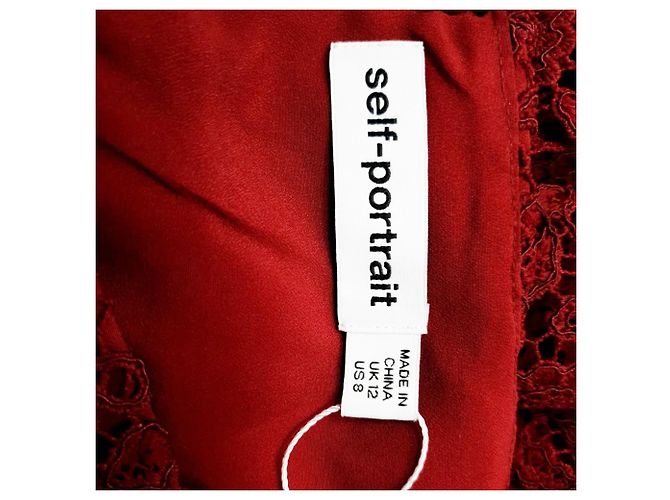 Self portrait Self-Portrait Guipure-Kordelspitzen-Midikleid aus rotem Polyester Bordeaux - Ansicht 4