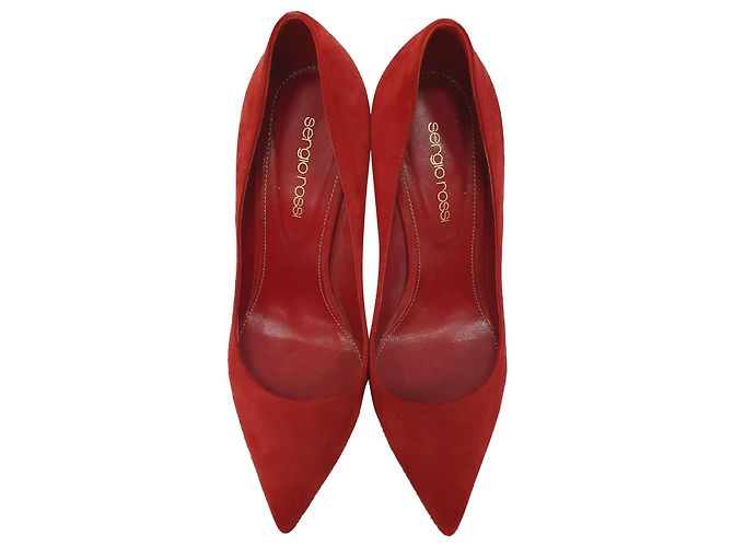 Décolleté con punta Sergio Rossi in scamosciato rosso Bordò - vista 5