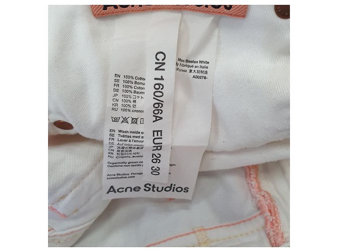 Vaqueros Mece Beaten de pierna recta en algodón blanco Acne Studios Crudo - vista 7