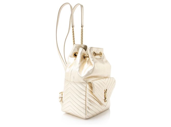 Saint Laurent Metallic Matelasse Lammleder Monogramm Joe Rucksack Golden Metallisch - Ansicht 2