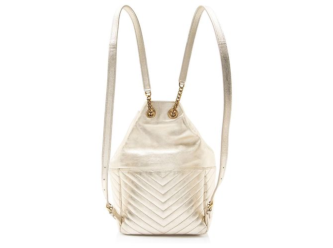 Saint Laurent Metallic Matelasse Lammleder Monogramm Joe Rucksack Golden Metallisch - Ansicht 3