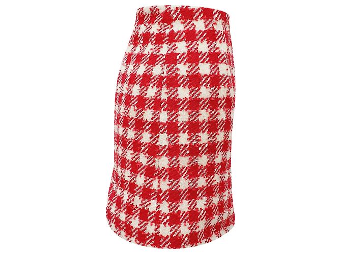Minifalda de tweed a cuadros Alessandra Rich en lana roja - vista 2