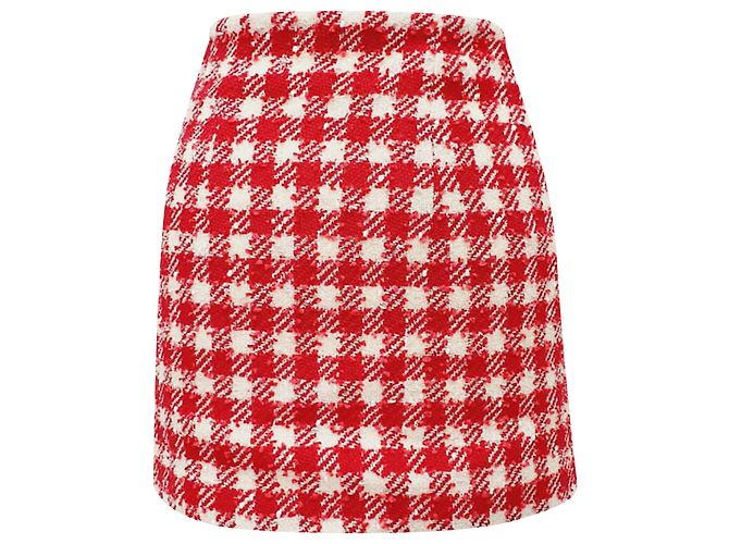 Minifalda de tweed a cuadros Alessandra Rich en lana roja - vista 3