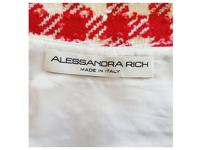 Minifalda de tweed a cuadros Alessandra Rich en lana roja - vista 4
