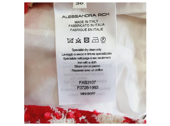 Minifalda de tweed a cuadros Alessandra Rich en lana roja - vista 5