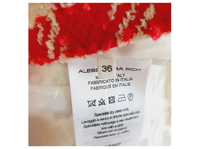 Minifalda de tweed a cuadros Alessandra Rich en lana roja - vista 6