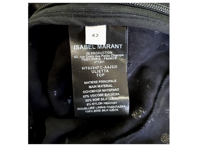 Isabel Marant Ulietta Metallic Devoré Bluse aus schwarzer Viskose - Ansicht 5