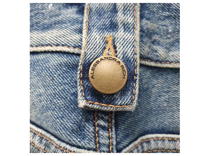 Alessandra Rich Flared Jeans in Light Blue Cotton Denim - view 4