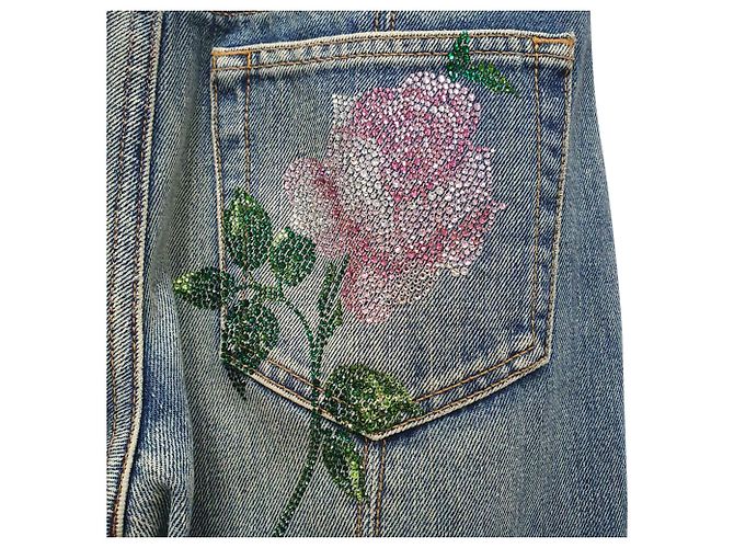 Alessandra Rich Flared Jeans in Light Blue Cotton Denim - view 5
