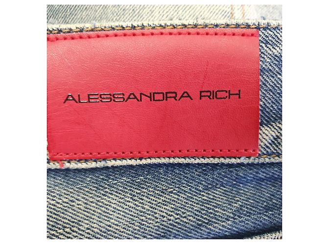 Alessandra Rich Flared Jeans in Light Blue Cotton Denim - view 6