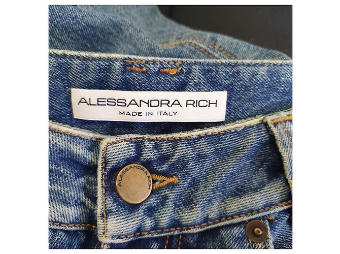 Alessandra Rich Flared Jeans in Light Blue Cotton Denim - view 7