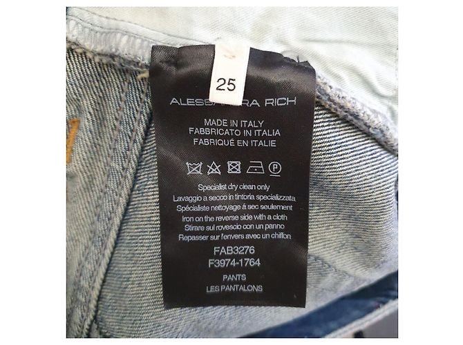 Alessandra Rich Flared Jeans in Light Blue Cotton Denim - view 9