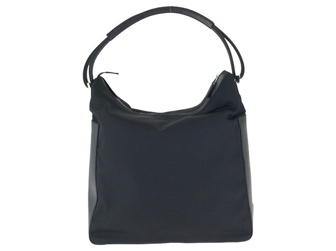Borsa a una spalla in nylon e pelle Gucci Nero - vista 2