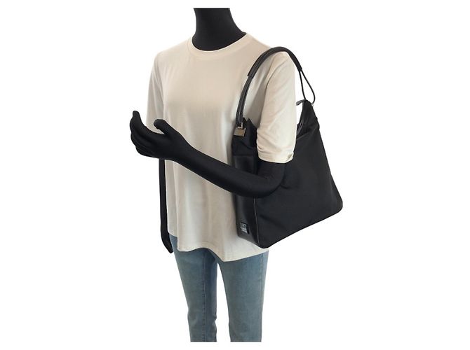 Borsa a una spalla in nylon e pelle Gucci Nero - vista 7