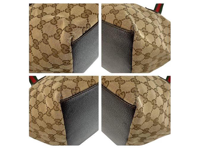 Borsa Tote Gucci GG Canvas Sherry Line Marrone - vista 4