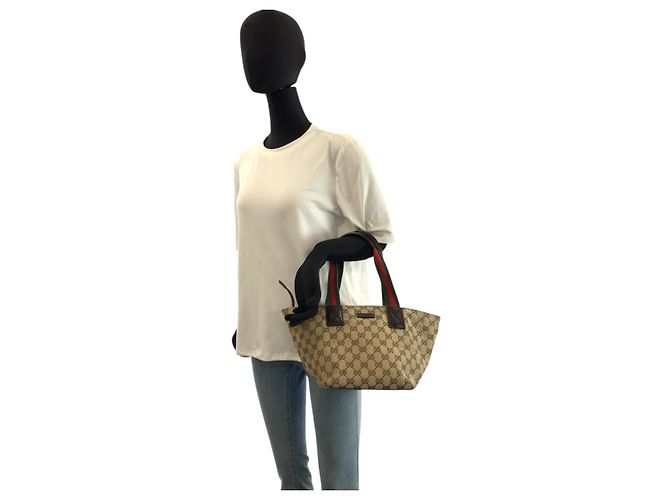 Borsa Tote Gucci GG Canvas Sherry Line Marrone - vista 6