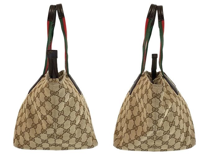 Borsa Tote Gucci GG Canvas Sherry Line Marrone - vista 7