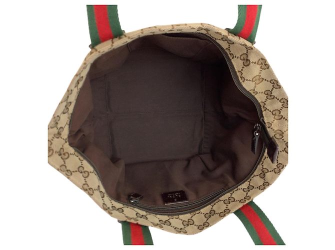 Borsa Tote Gucci GG Canvas Sherry Line Marrone - vista 8