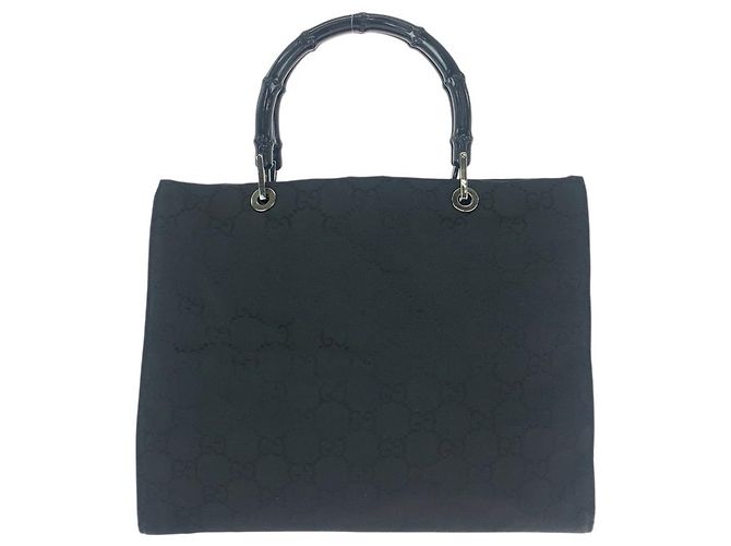 Bamboo Bolso Tote de Nylon con Mango de Bambú Gucci Negro - vista 2