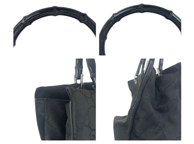 Bamboo Bolso Tote de Nylon con Mango de Bambú Gucci Negro - vista 5
