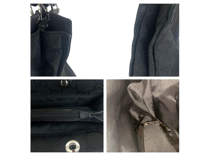 Bamboo Bolso Tote de Nylon con Mango de Bambú Gucci Negro - vista 6