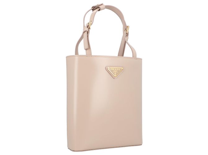 Borsa Tote in Pelle con Logo Triangle Prada Borsa da Donna Beige Marrone - vista 2