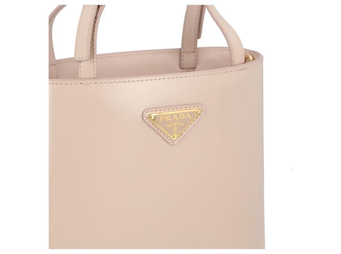 Borsa Tote in Pelle con Logo Triangle Prada Borsa da Donna Beige Marrone - vista 5