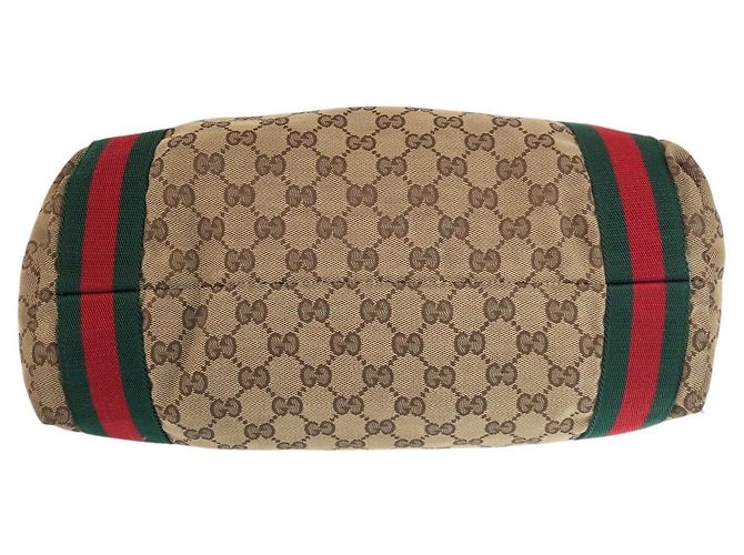 Borsa Tote Gucci GG Canvas Sherry Line Marrone Beige - vista 10