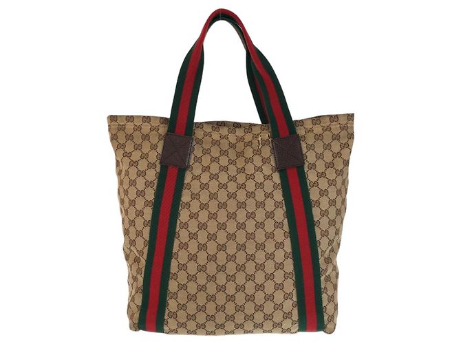 Borsa Tote Gucci GG Canvas Sherry Line Marrone Beige - vista 2