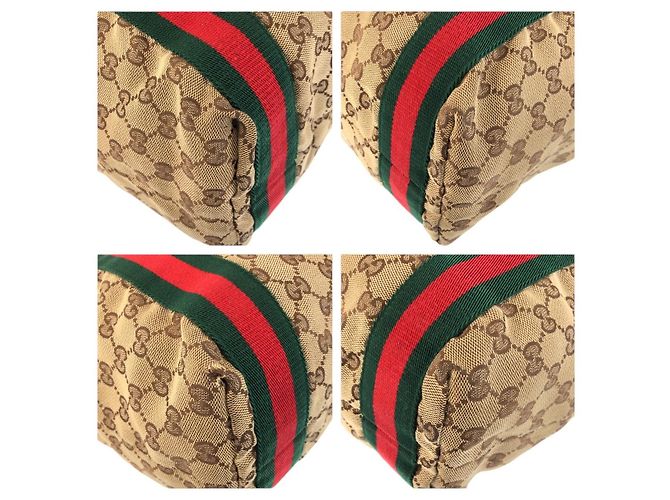 Borsa Tote Gucci GG Canvas Sherry Line Marrone Beige - vista 4