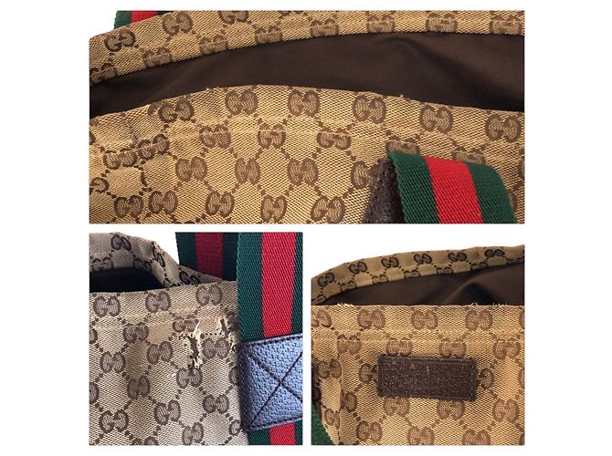 Borsa Tote Gucci GG Canvas Sherry Line Marrone Beige - vista 5