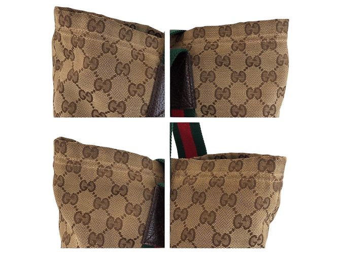 Borsa Tote Gucci GG Canvas Sherry Line Marrone Beige - vista 6