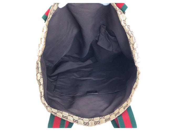 Borsa Tote Gucci GG Canvas Sherry Line Marrone Beige - vista 9