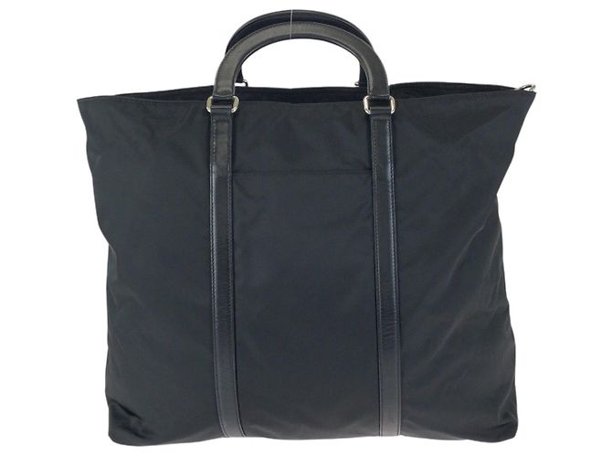 Borsa Tote 2way in Nylon e Pelle Tessuto Prada Nero - vista 2
