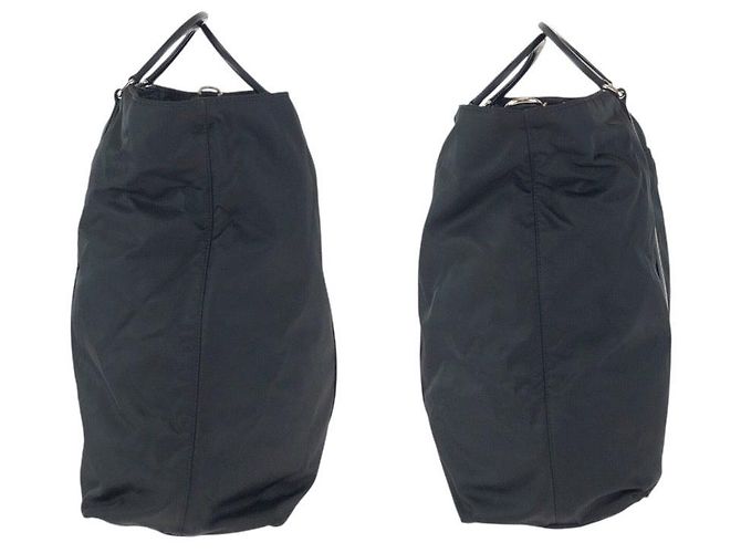 Borsa Tote 2way in Nylon e Pelle Tessuto Prada Nero - vista 8