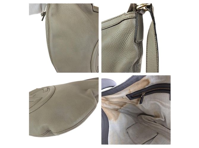 Borsa a tracolla Gucci Soho in pelle con nappa Grigio - vista 5