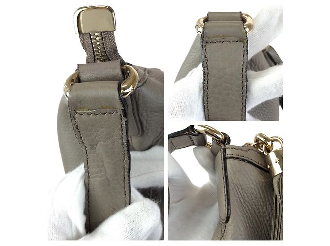 Borsa a tracolla Gucci Soho in pelle con nappa Grigio - vista 6