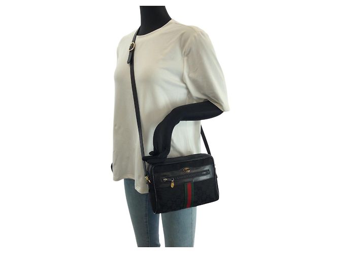 Borsa a tracolla Gucci GG Canvas e pelle Nero - vista 7